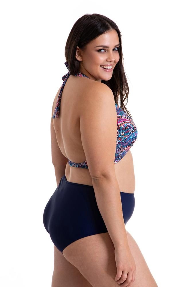 PRIMO DWUCZĘŚCIOWY KOSTIUM KĄPIELOWY PLUS SIZE WIĄZANY NA SZYI FIGI Z WYSOKIM STANEM 28