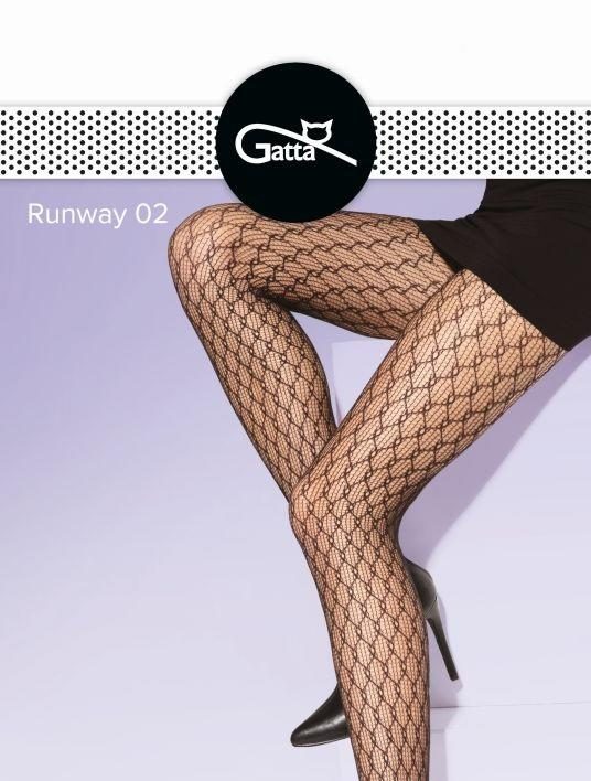 GATTA RUNWAY - RAJSTOPY DAMSKIE WZORZYSTE TYPU FISHNET 000.55V
