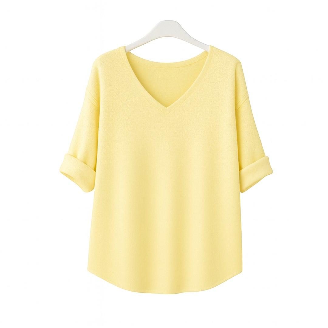 RAJ-POL SWETER DAMSKI DŁUGI RĘKAW MEL V-NECK ŻÓŁTY 761746