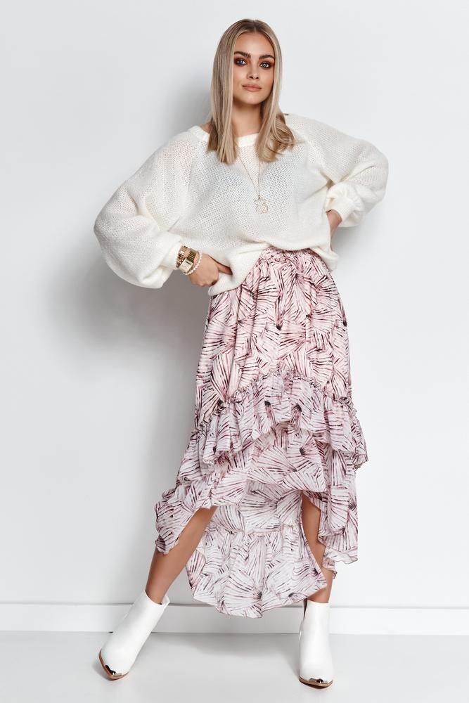 MAKADAMIA SWETER DAMSKI WKŁADANY PRZEZ GŁOWĘ ZE ŚCIĄGACZEM BABY PINK S114