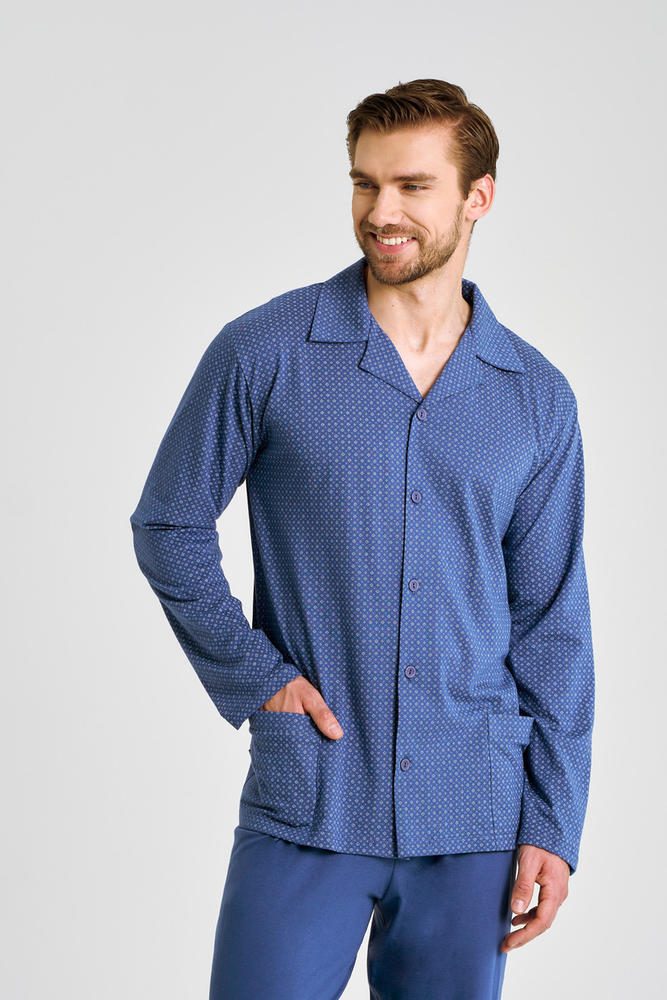 TARO 3483 PIŻAMA MĘSKA DŁUGA ROZPINANA DEREK M-2XL KOLEKCJA AW 25/26