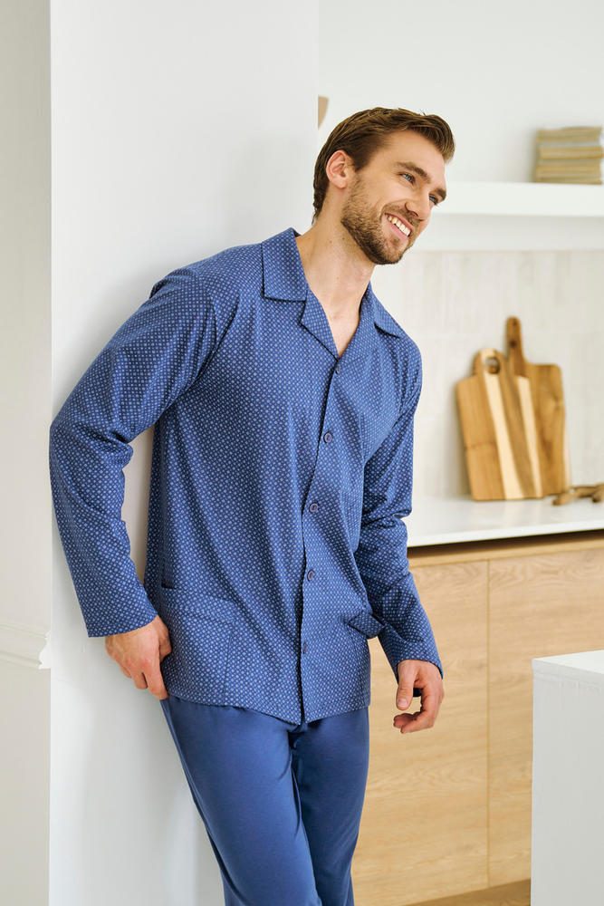 TARO 3485 PIŻAMA MĘSKA DŁUGA ROZPINANA DEREK 5XL-6XL -KOLEKCJA AW 25/26