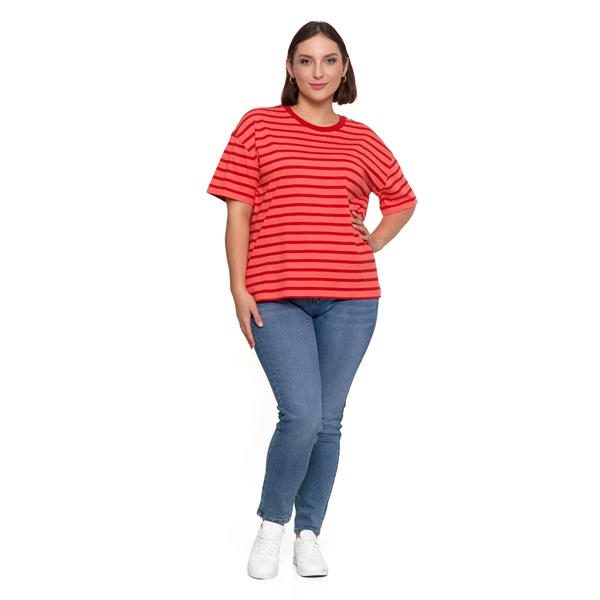 MORAJ T-SHIRT DAMSKI W PASKI O LUŹNYM KROJU BD1900-035