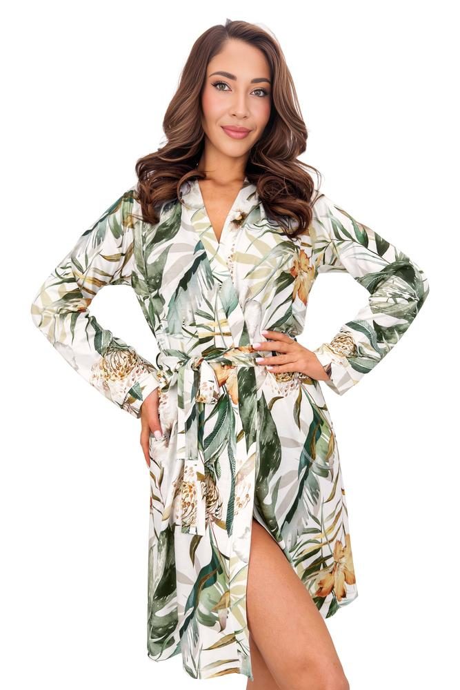 DONNA ELEGANCKI SZLAFROK W KWIATKI - OLIVIA