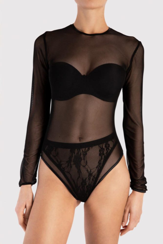 FIORE I0001 - MEG - TRANSPARENTNE BODY Z DŁUGIM RĘKAWEM