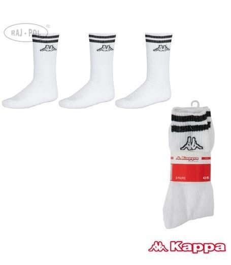 KAPPA - SKARPETKI TENNIS CZARNE PASKI 3-PAK 379962, 379986