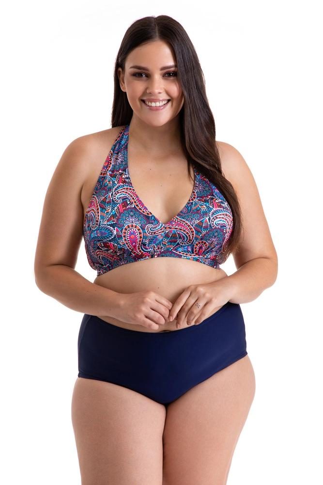 PRIMO DWUCZĘŚCIOWY KOSTIUM KĄPIELOWY PLUS SIZE WIĄZANY NA SZYI FIGI Z WYSOKIM STANEM 28