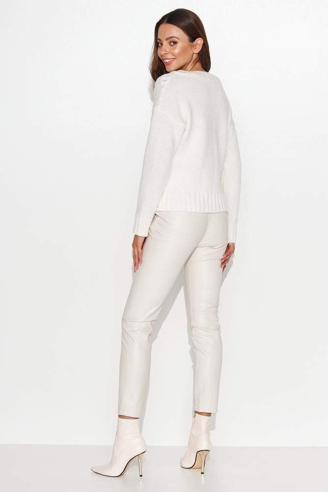 NUMINOU SWETER DAMSKI W SEREK Z WARKOCZAMI BABY PINK NU_S88