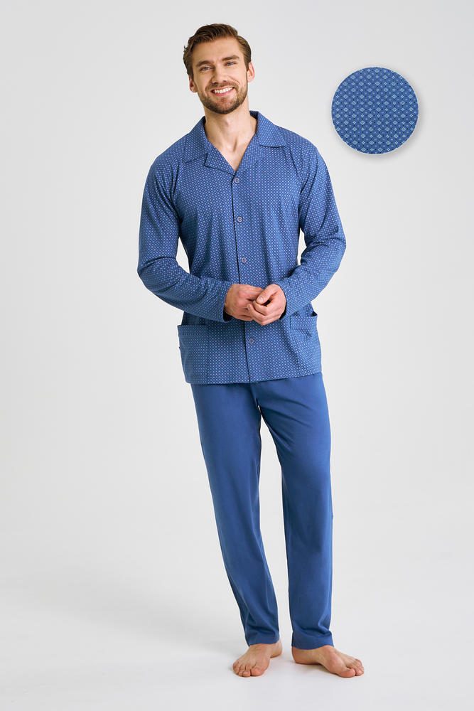 TARO 3483 PIŻAMA MĘSKA DŁUGA ROZPINANA DEREK M-2XL KOLEKCJA AW 25/26