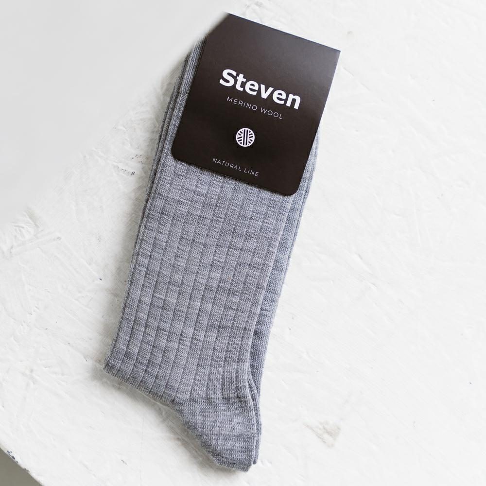 STEVEN SKARPETY BEZUCISKOWE W PRĄŻEK MERINO WOOL 130