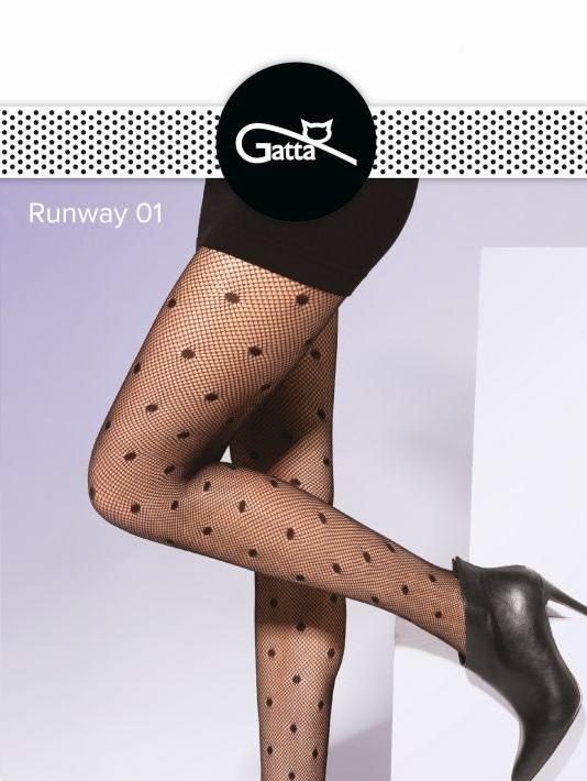 GATTA RUNWAY - RAJSTOPY DAMSKIE WZORZYSTE TYPU FISHNET 000.55V