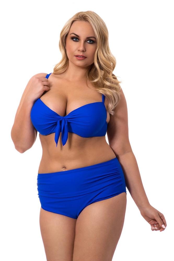 PRIMO DWUCZĘŚCIOWY KOSTIUM KĄPIELOWY WYSZCZUPLAJĄCY PLUS SIZE BIUSTONOSZ USZTYWNIANY I WYSOKIE MAJTKI Z MARSZCZENIAMI 378/01
