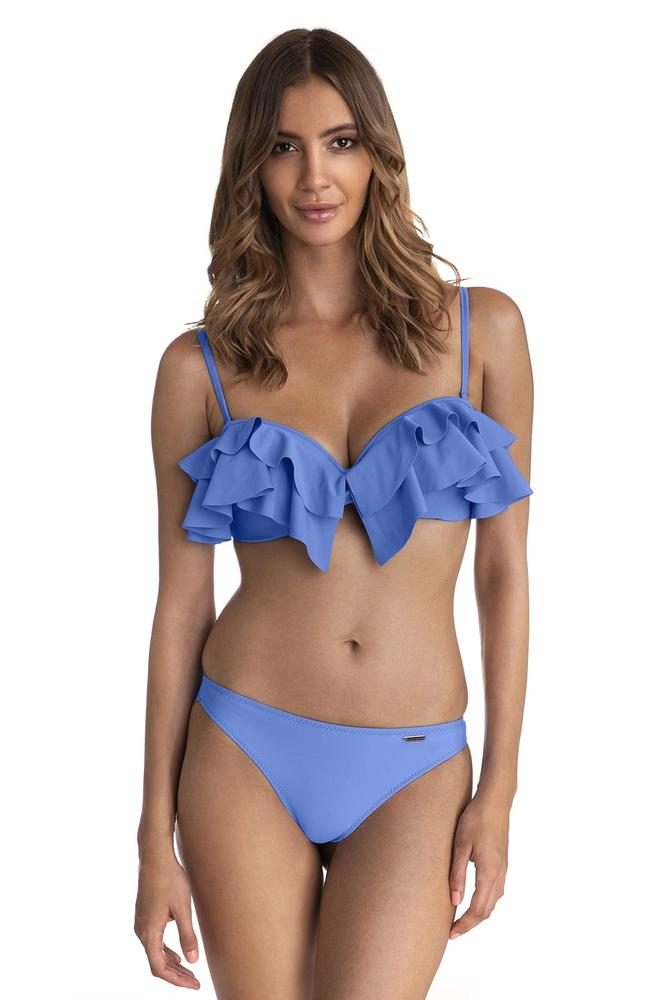 PRIMO DWUCZĘŚCIOWY KOSTIUM KĄPIELOWY BIKINI Z FALBANKAMI BARDOTKA I MAJTKI BRAZYLIANY 383