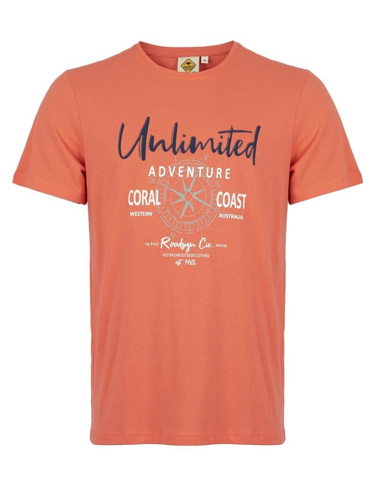 MĘSKI T-SHIRT ROADSIGN UNLIWITHED, CZERWONY 19-007556 CZ-3, 19-007556 CZ-4, 19-007556 CZ-5