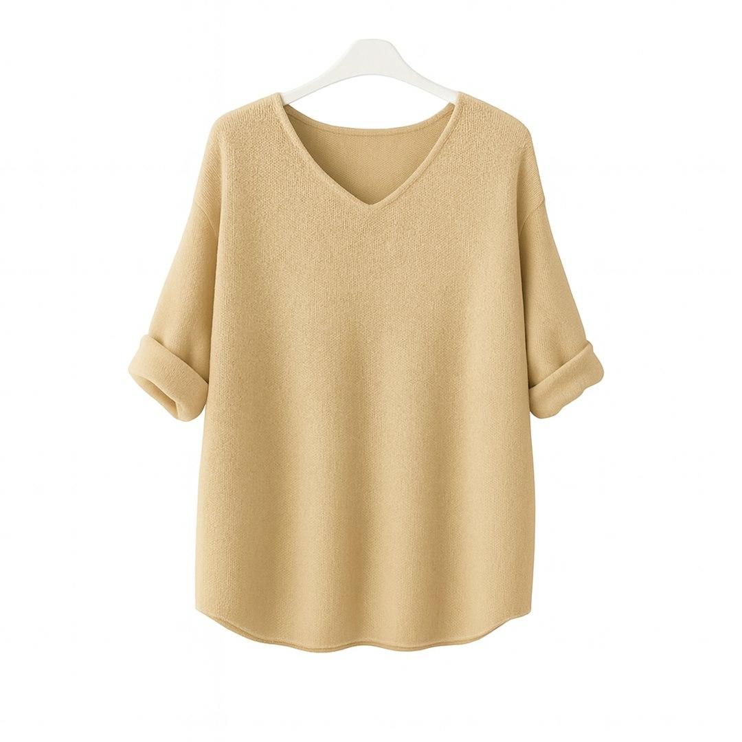 RAJ-POL SWETER DAMSKI DŁUGI RĘKAW MEL V-NECK BEŻ761753