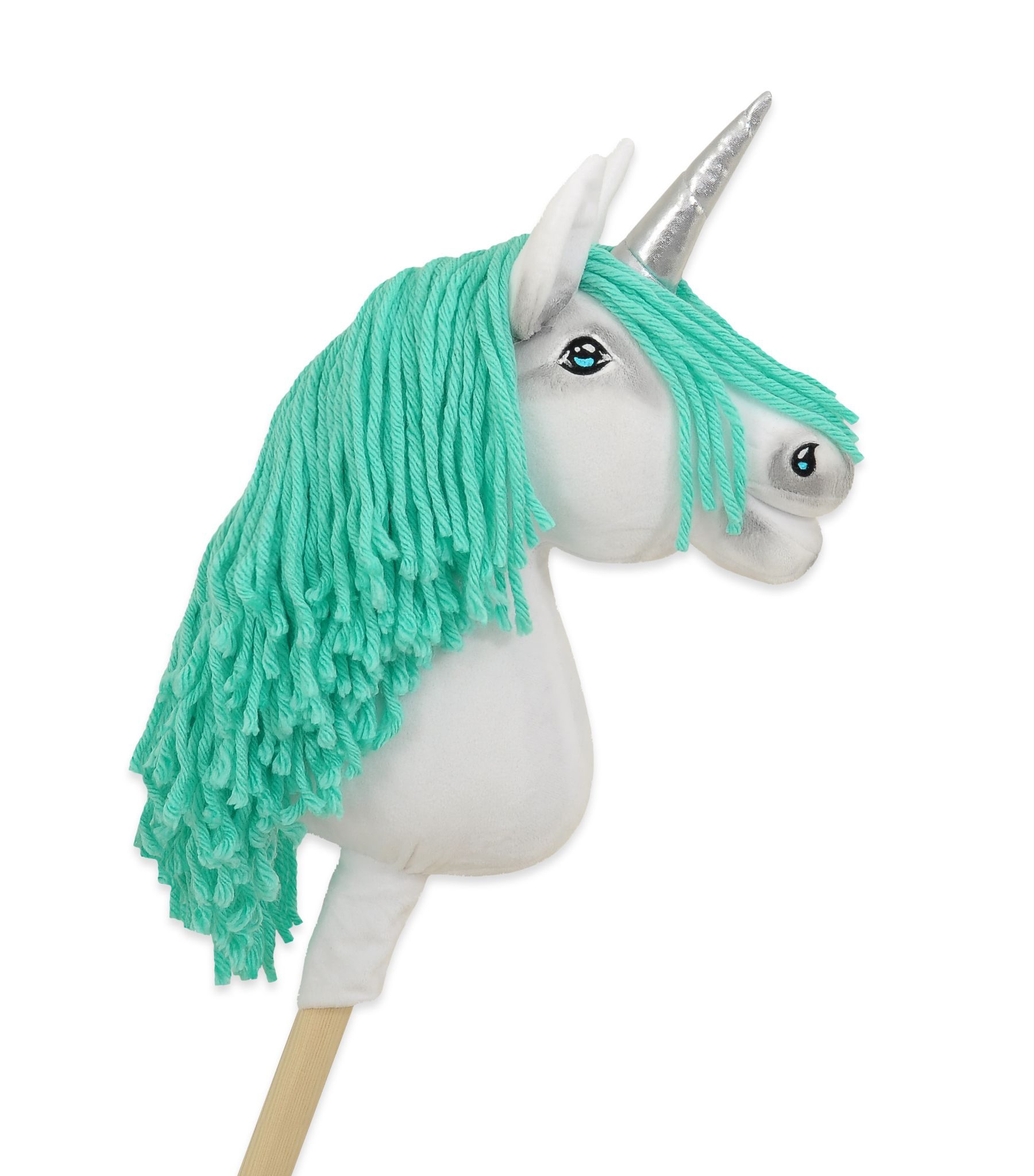Hobby Horse Jednorożec na kiju różowy z różową grzywą i złotym rogiem A4