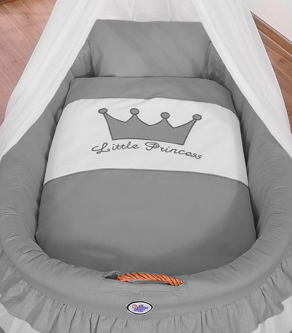 Kosz Mojżesza wiklinowy z baldachimem - Little Prince antracyt