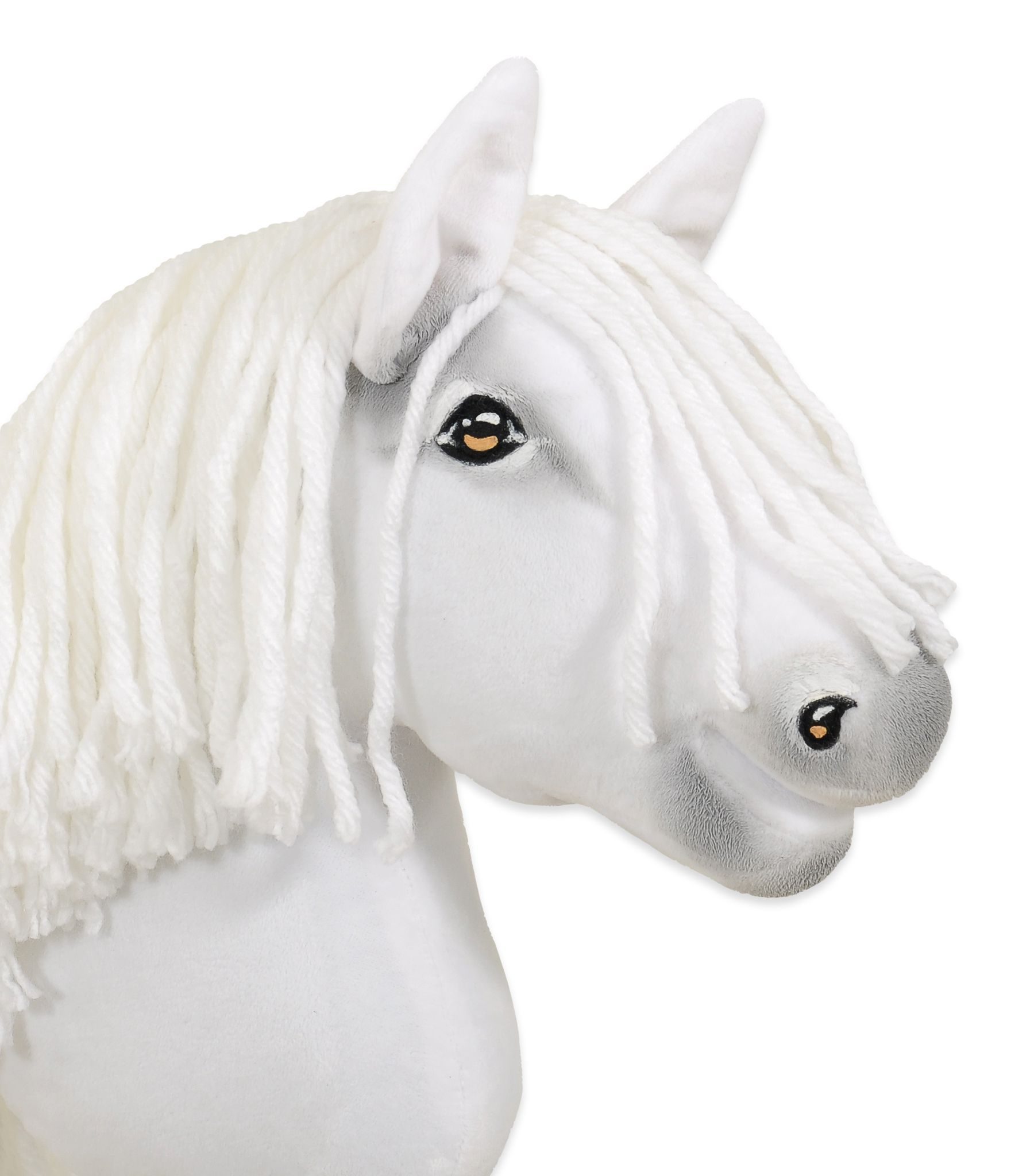 Hobby Horse Średni koń na kiju Premium biały z białą grzywą A4