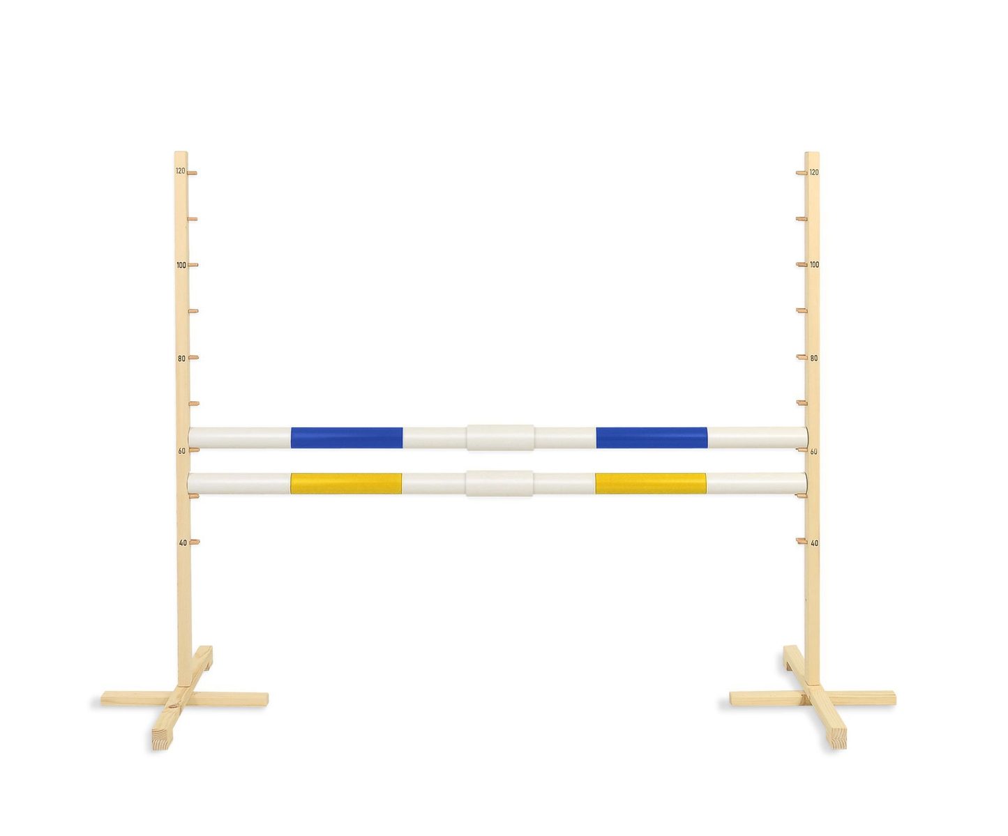 Przeszkoda skokowa do Hobby Horse 160cm, h-120 cm, dwie belki - niebieska i żółta