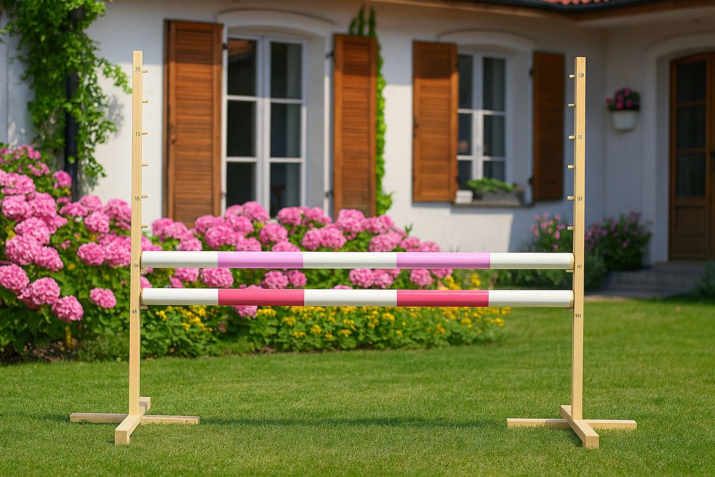 Przeszkoda skokowa do Hobby Horse 120cm, dwie belki - jasny róż i ciemny róż