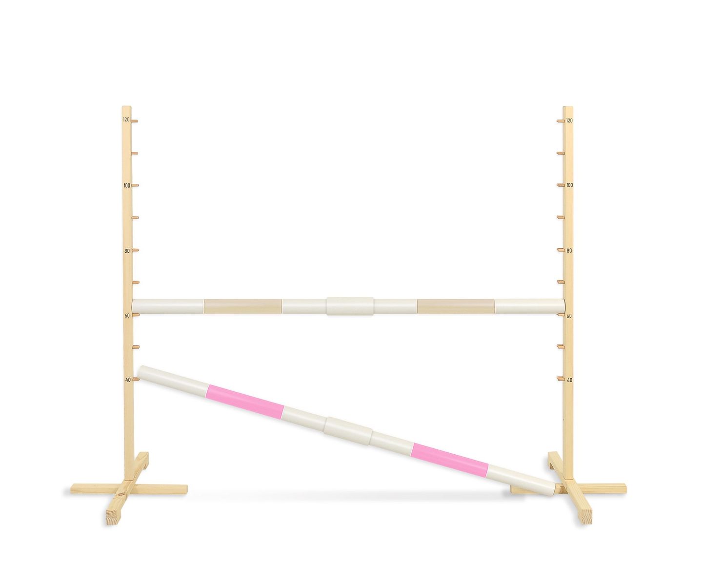 Przeszkoda skokowa do Hobby Horse 160cm, h-120 cm, dwie belki - beżowa i jasny róż