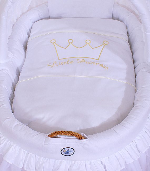 Kosz Mojżesza wiklinowy ze składaną budką - Little Prince biały