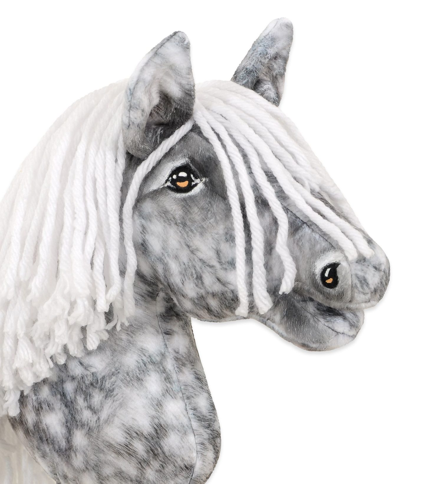 Hobby Horse Średni koń na kiju Premium siwek jabłkowity z białą grzywą A4
