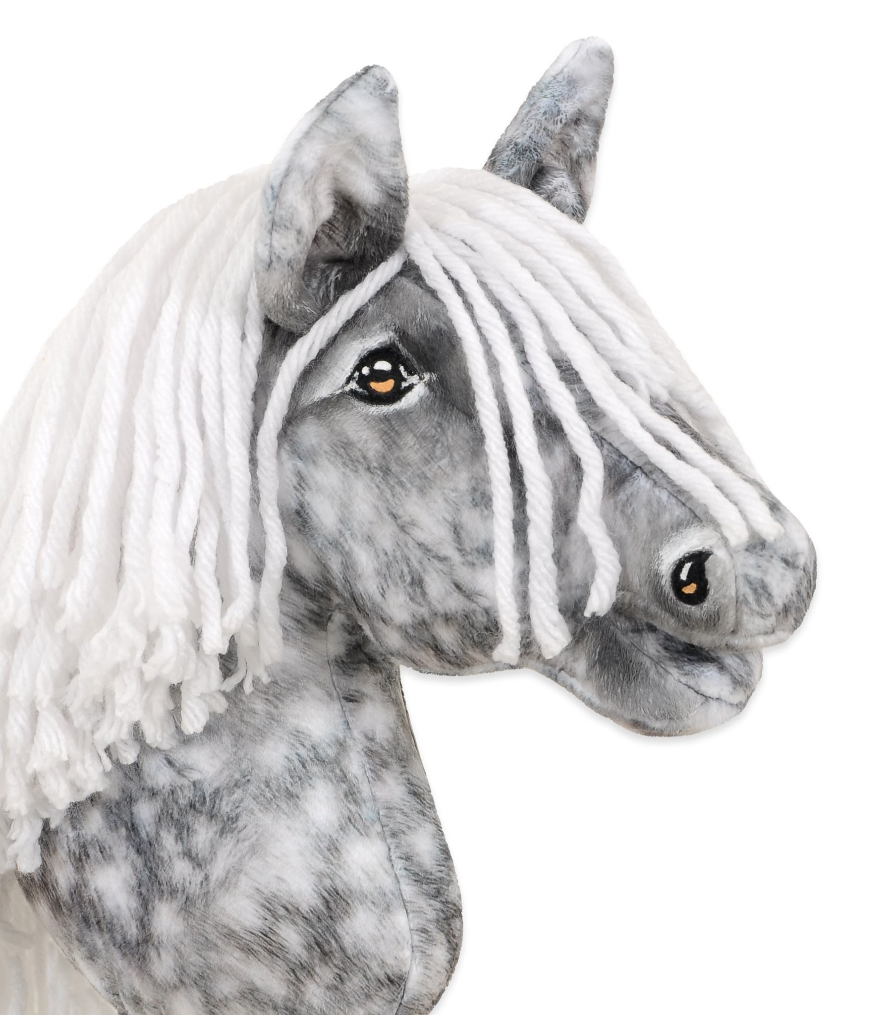 Hobby Horse Średni koń na kiju Premium siwek jabłkowity z białą grzywą A4