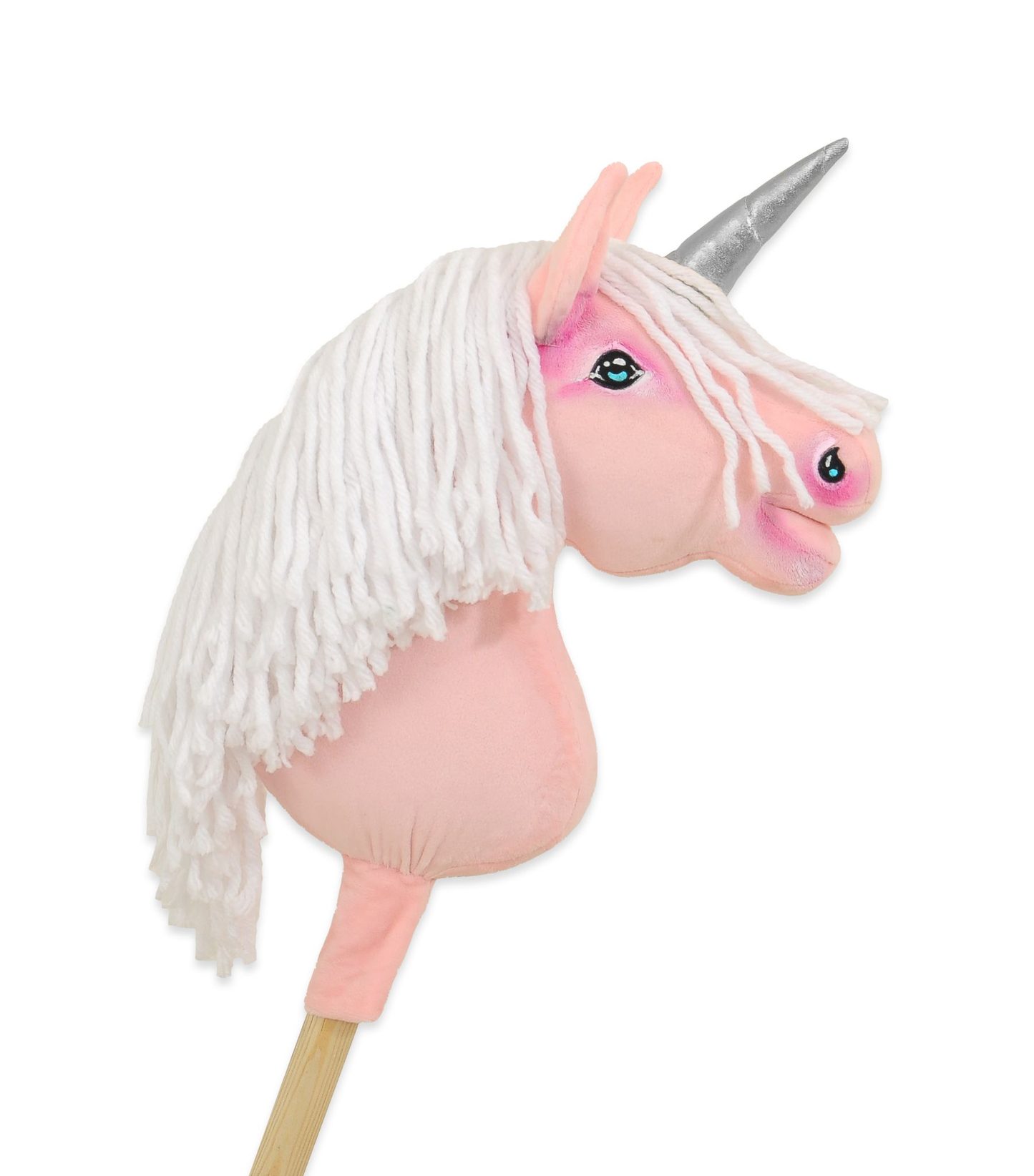 Hobby Horse Jednorożec na kiju różowy z różową grzywą i złotym rogiem A4
