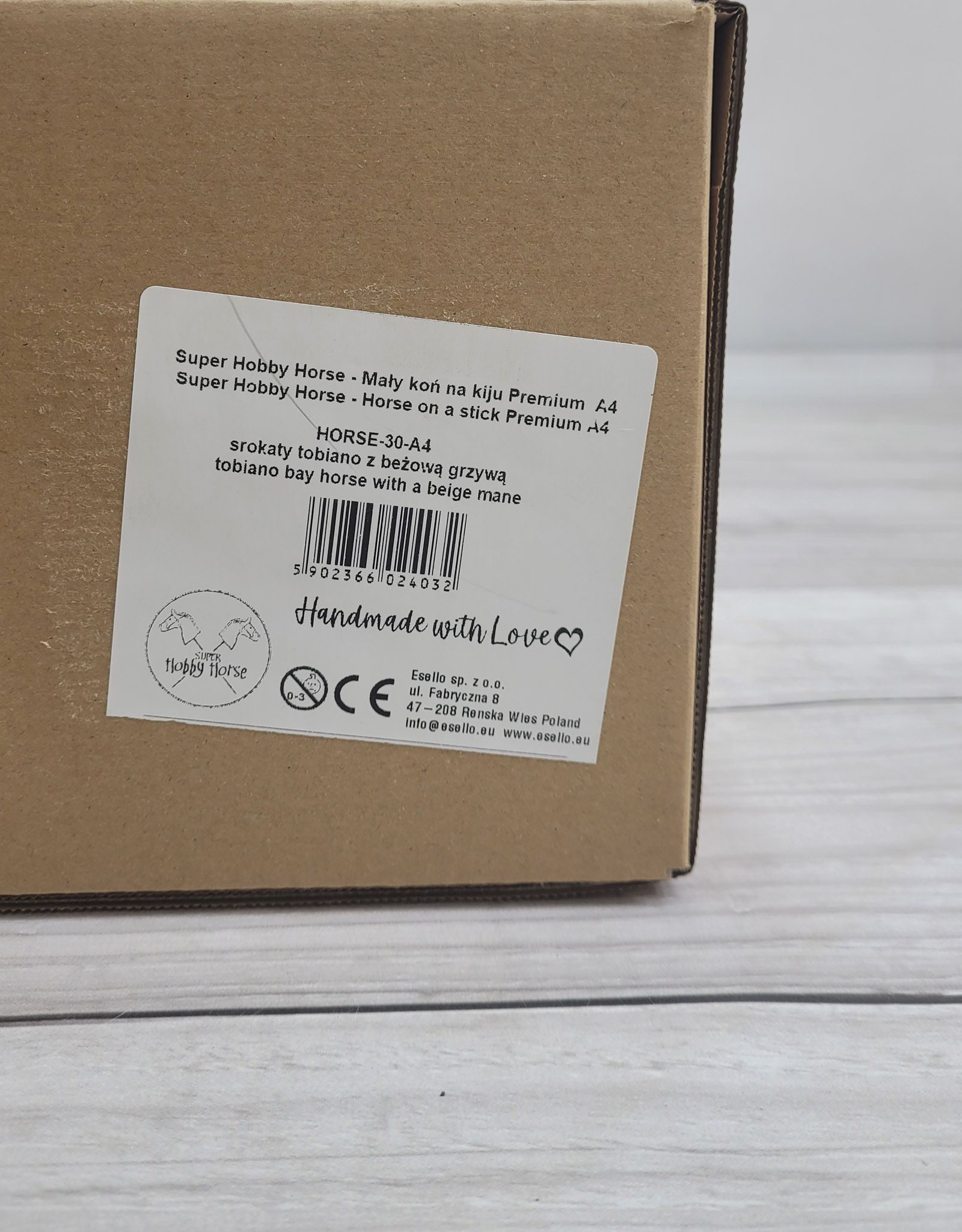 Hobby Horse Średni koń na kiju Premium srokaty tobiano z beżową grzywą A4