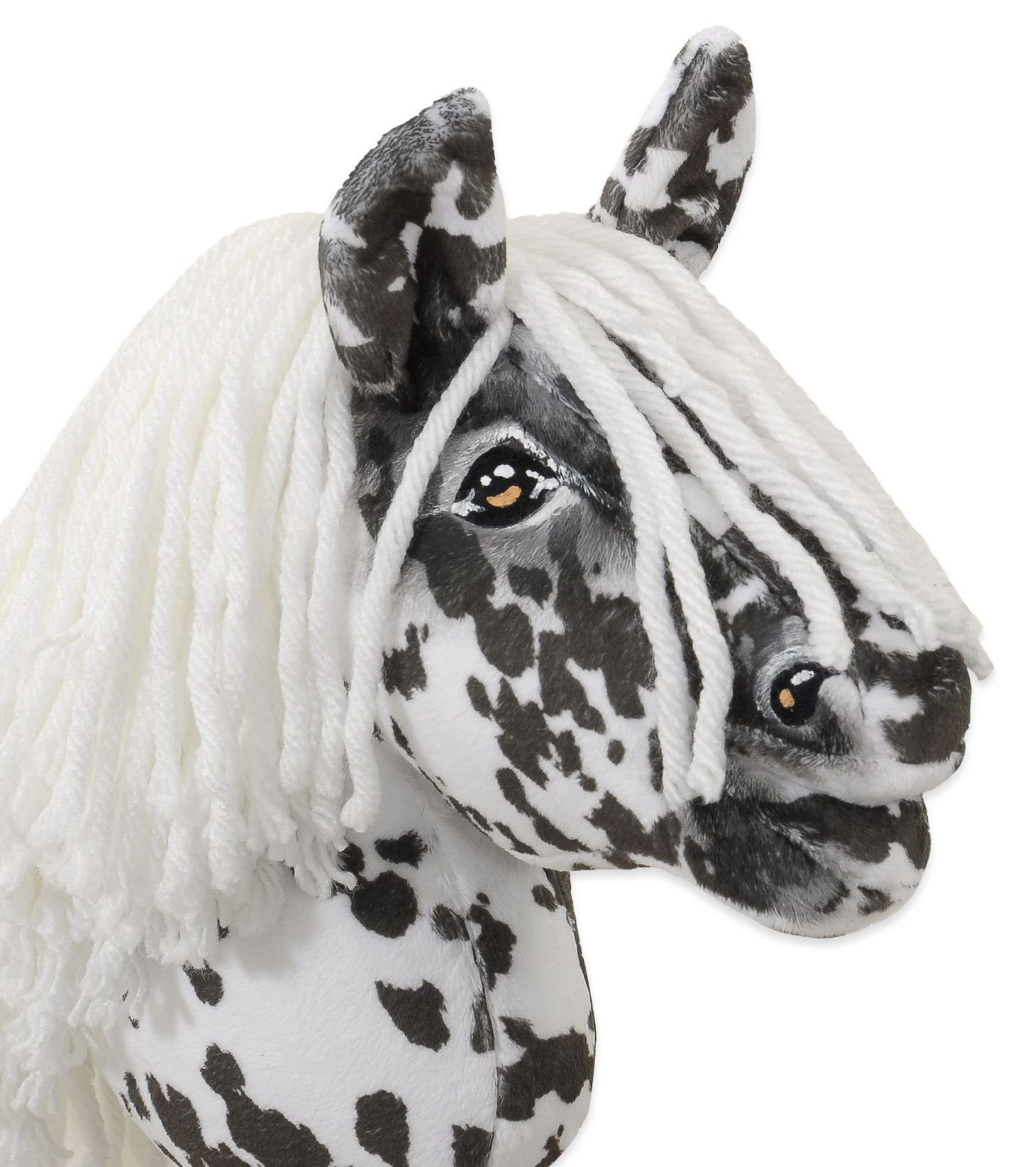 Hobby Horse Mały koń na kiju Premium tarantowaty biało-czarny z białą grzywą A5