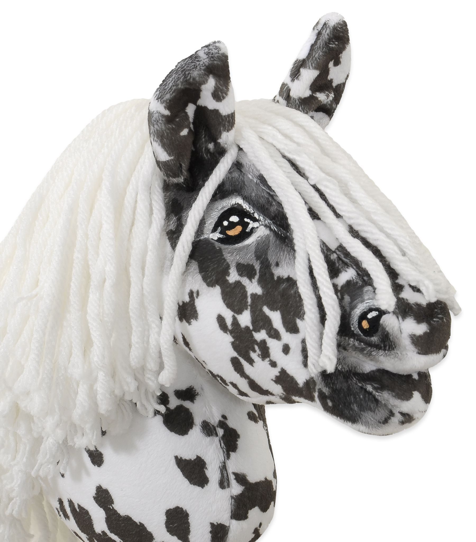Hobby Horse Mały koń na kiju Premium tarantowaty biało-czarny z białą grzywą A5