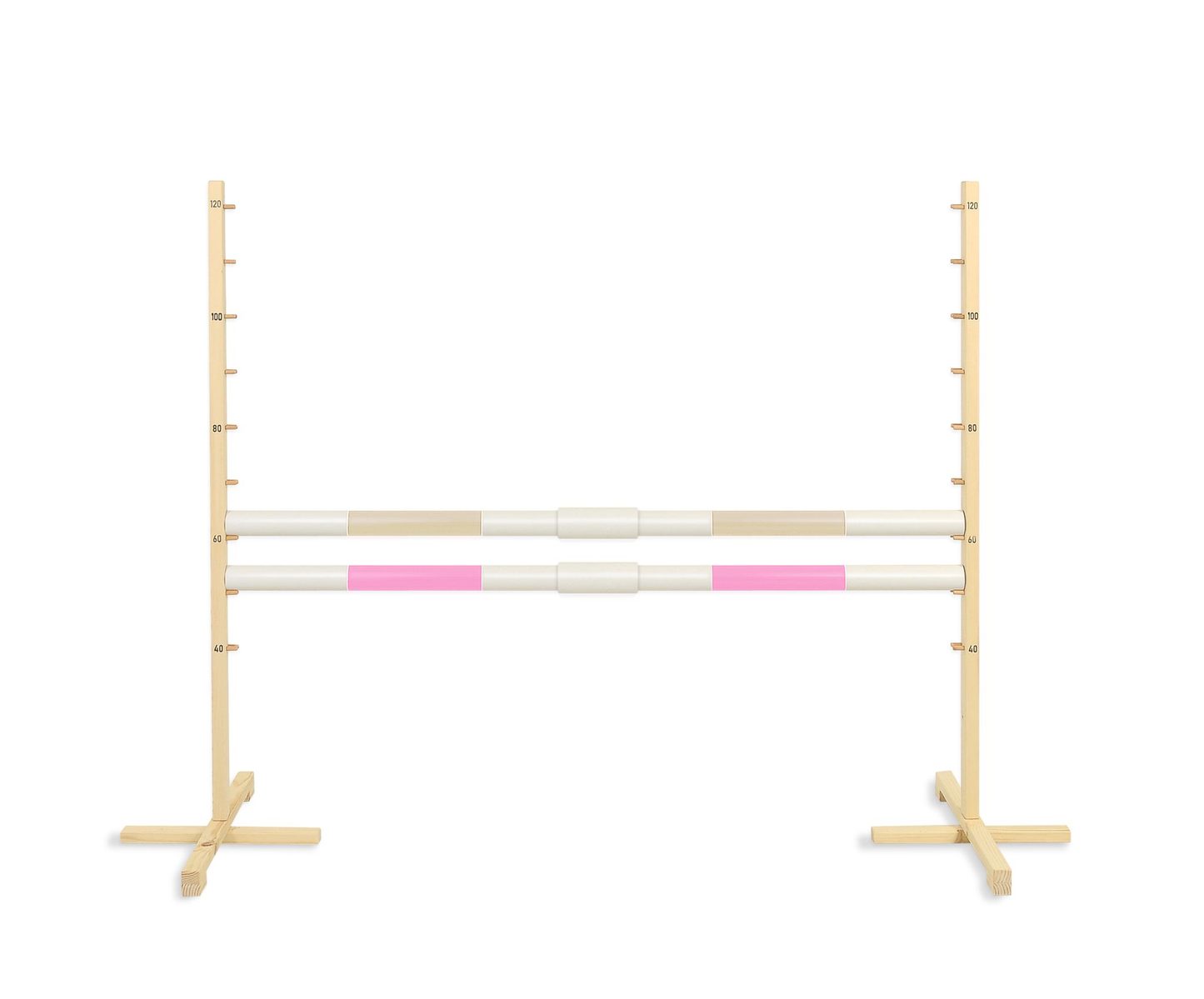 Przeszkoda skokowa do Hobby Horse 160cm, h-120 cm, dwie belki - beżowa i jasny róż