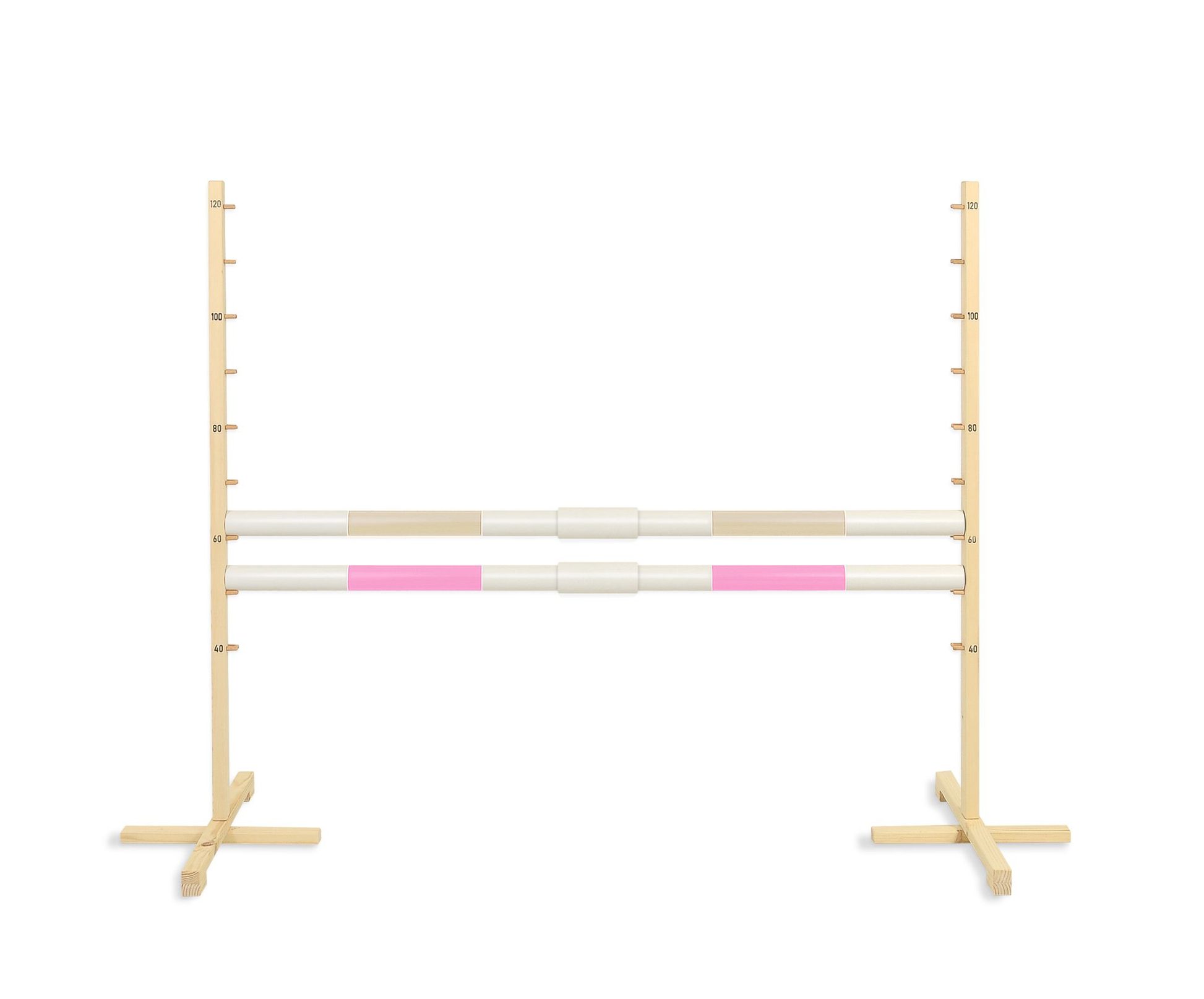 Przeszkoda skokowa do Hobby Horse 160cm, h-120 cm, dwie belki - beżowa i jasny róż