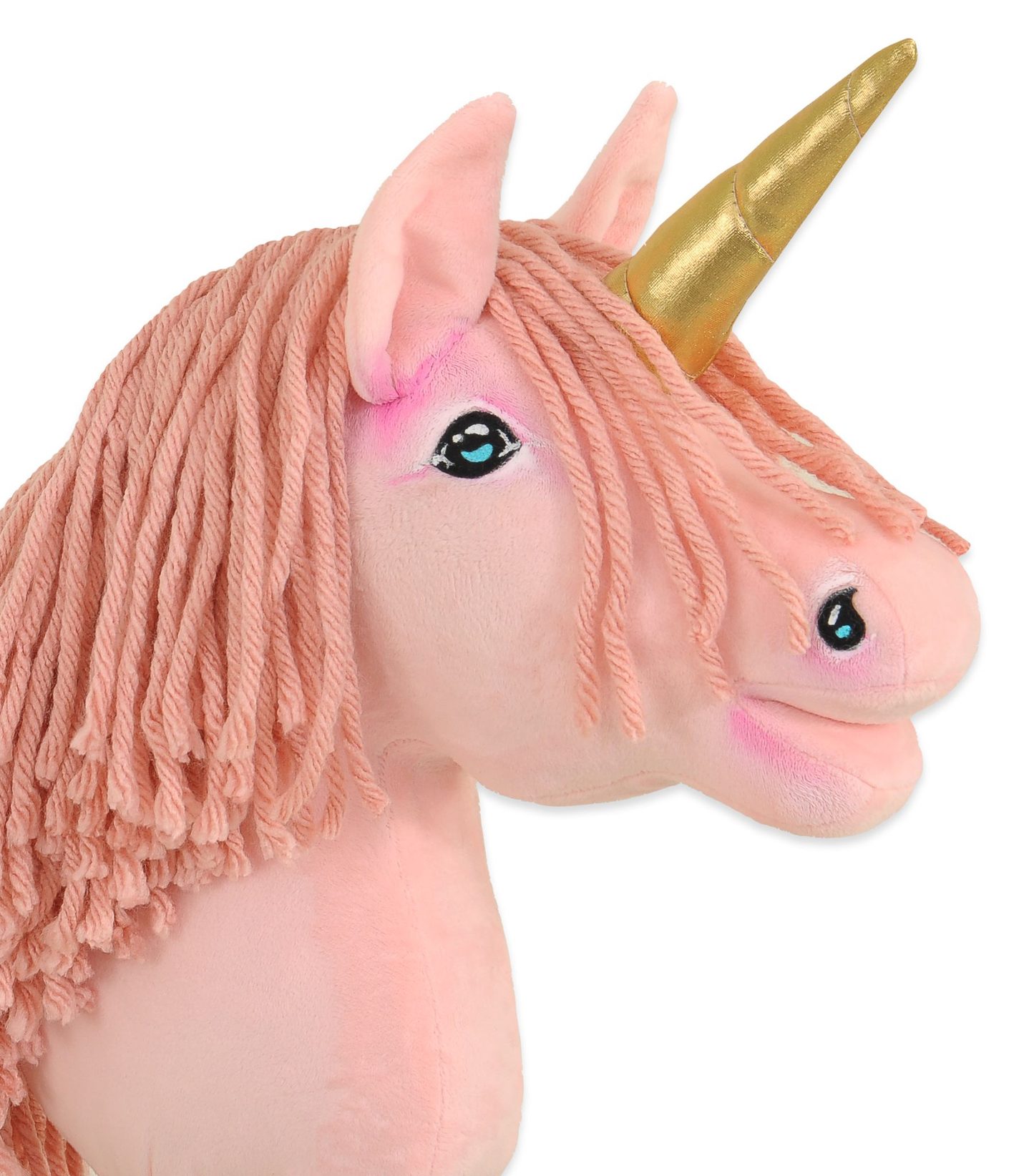 Hobby Horse Jednorożec na kiju różowy z różową grzywą i złotym rogiem A4