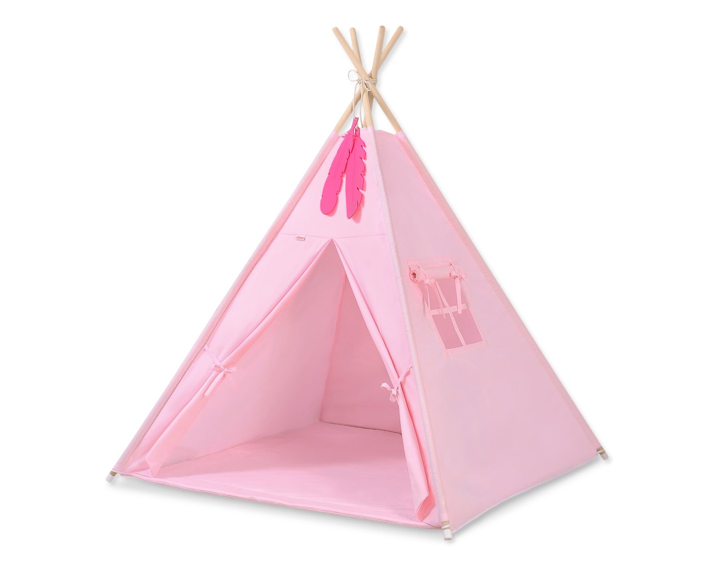 Namiot TIPI dla dzieci + mata + poduszki + zawieszki pióra - Chevron szary