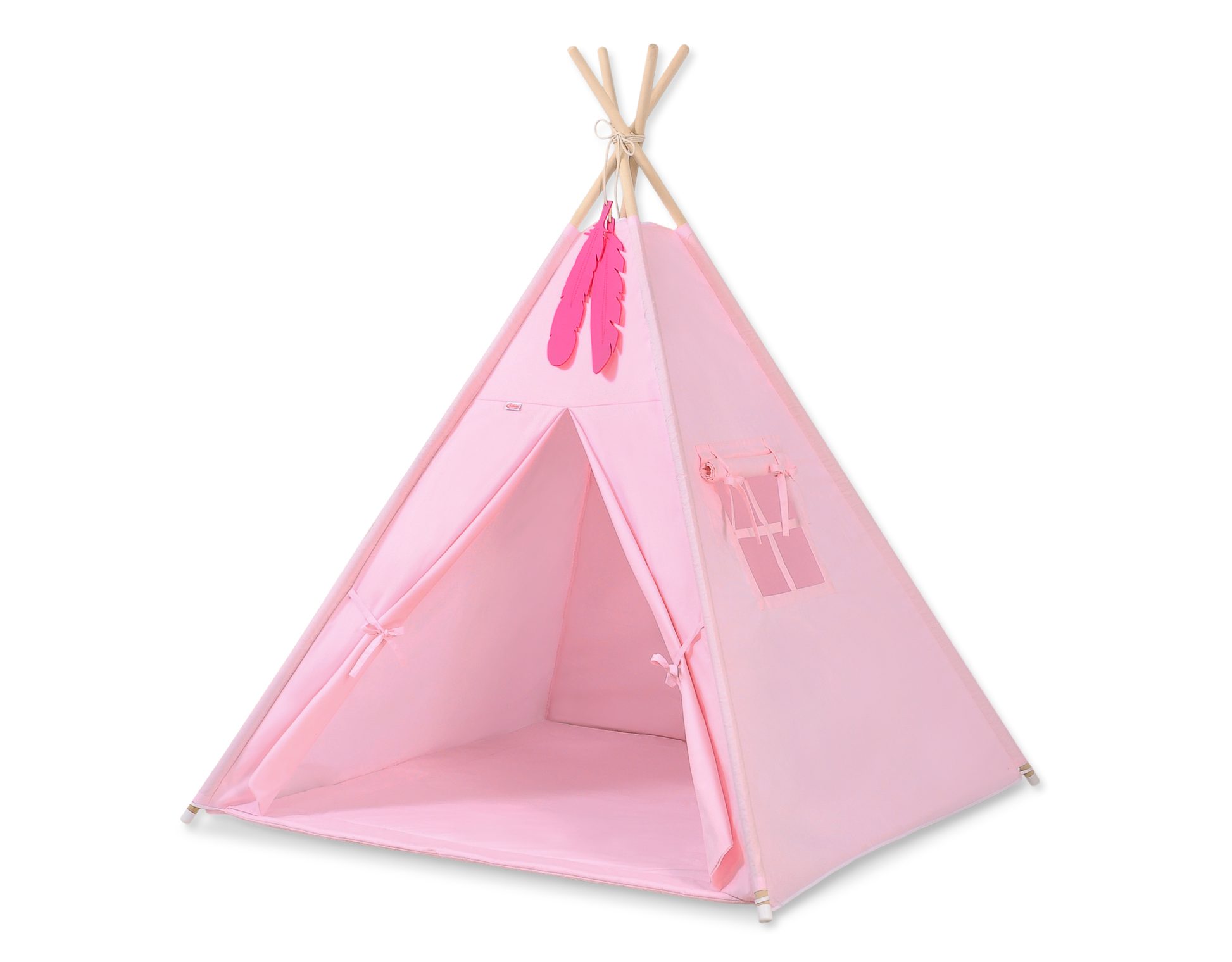 Namiot TIPI dla dzieci + mata + poduszki + zawieszki pióra - Chevron szary