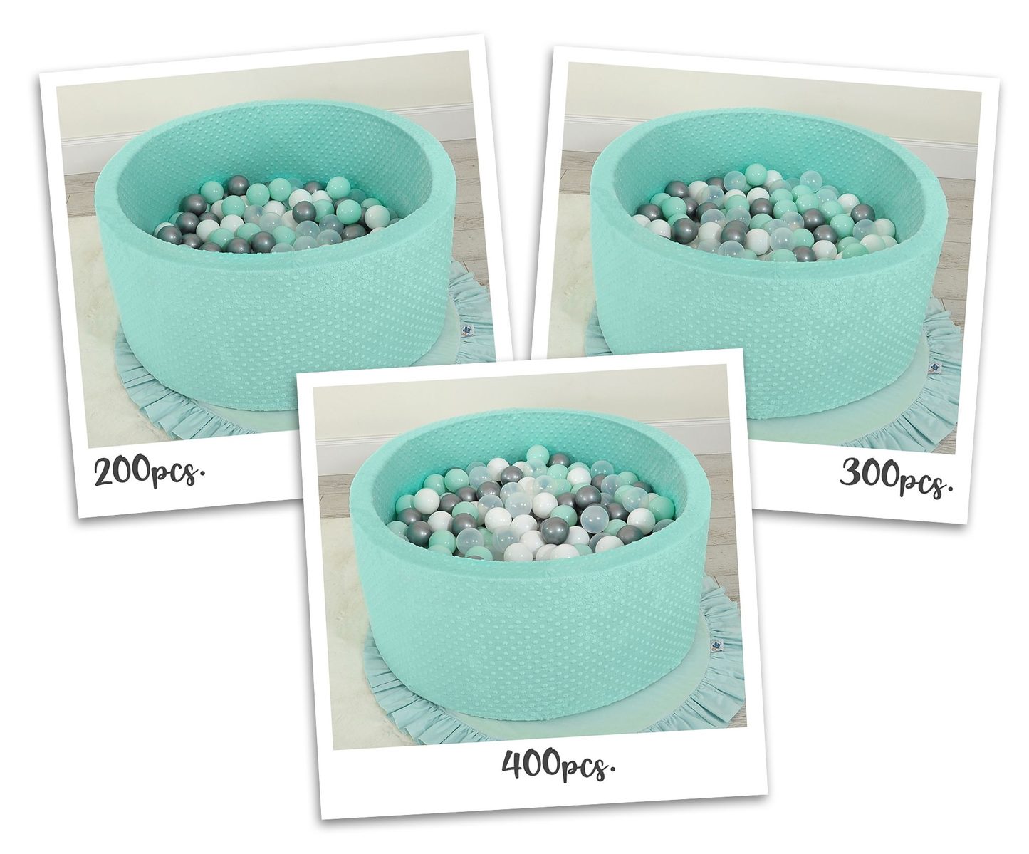 Suchy basen minky H-40 cm z piłkami 200szt.- miętowy