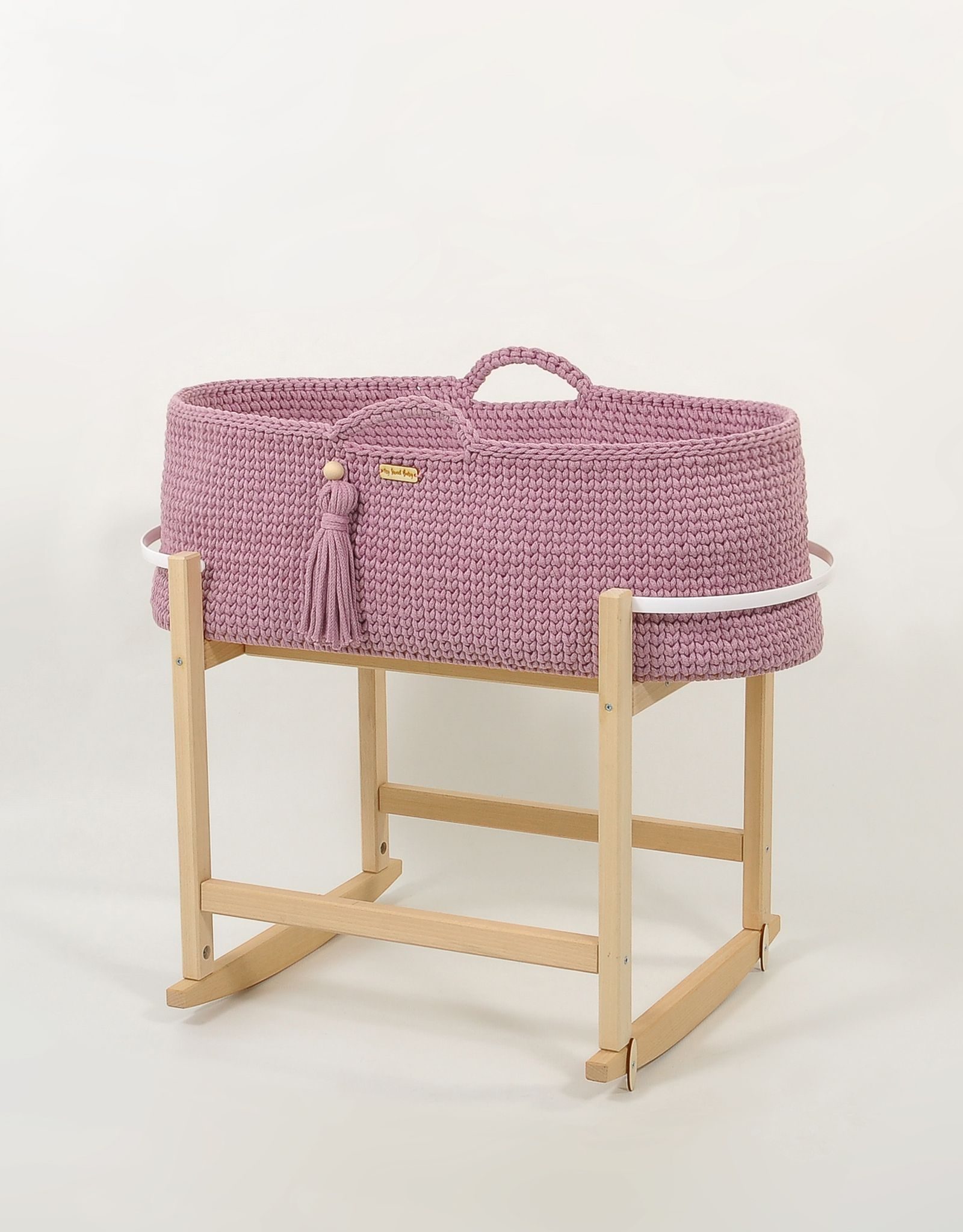 Kosz Mojżesza BOHO Handmade z kołyską - śmietanka