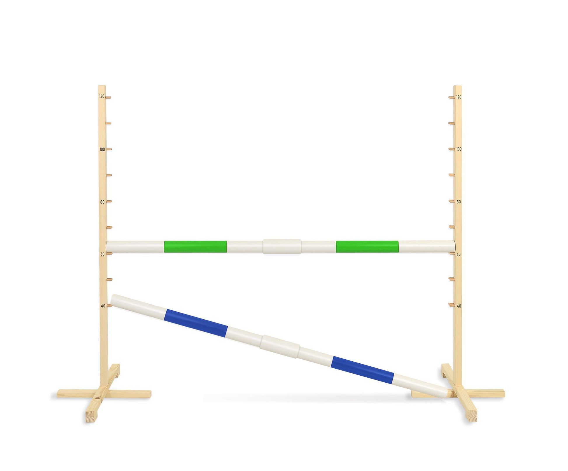 Przeszkoda skokowa do Hobby Horse 160cm, h-120 cm, dwie belki - niebieska i żółta