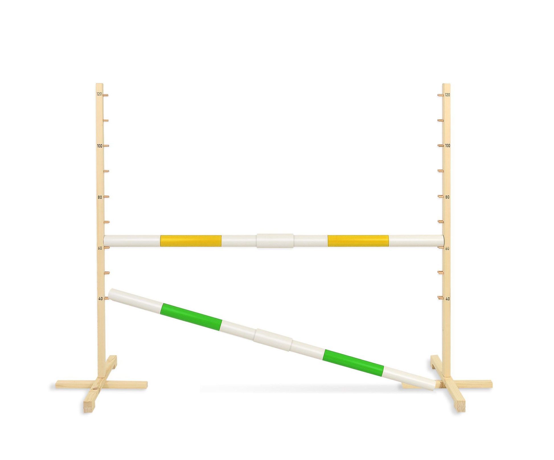 Przeszkoda skokowa do Hobby Horse 160cm, h-120 cm, dwie belki - niebieska i żółta