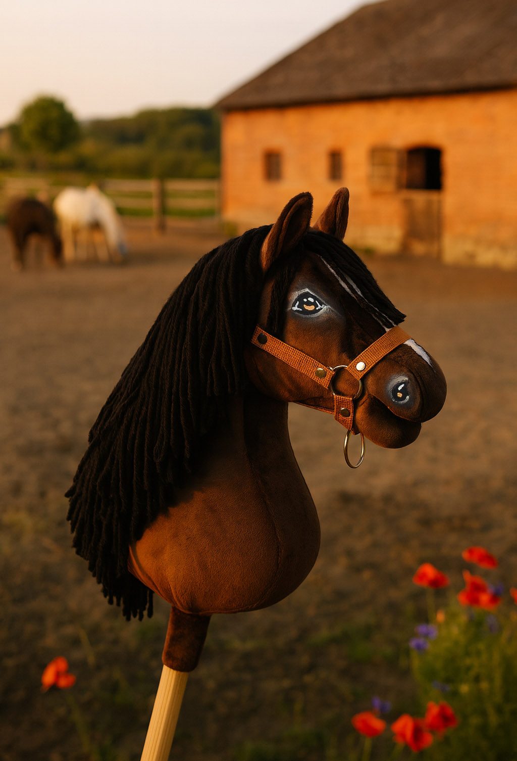 Hobby Horse Duży koń na kiju Premium - ciemnogniady A3