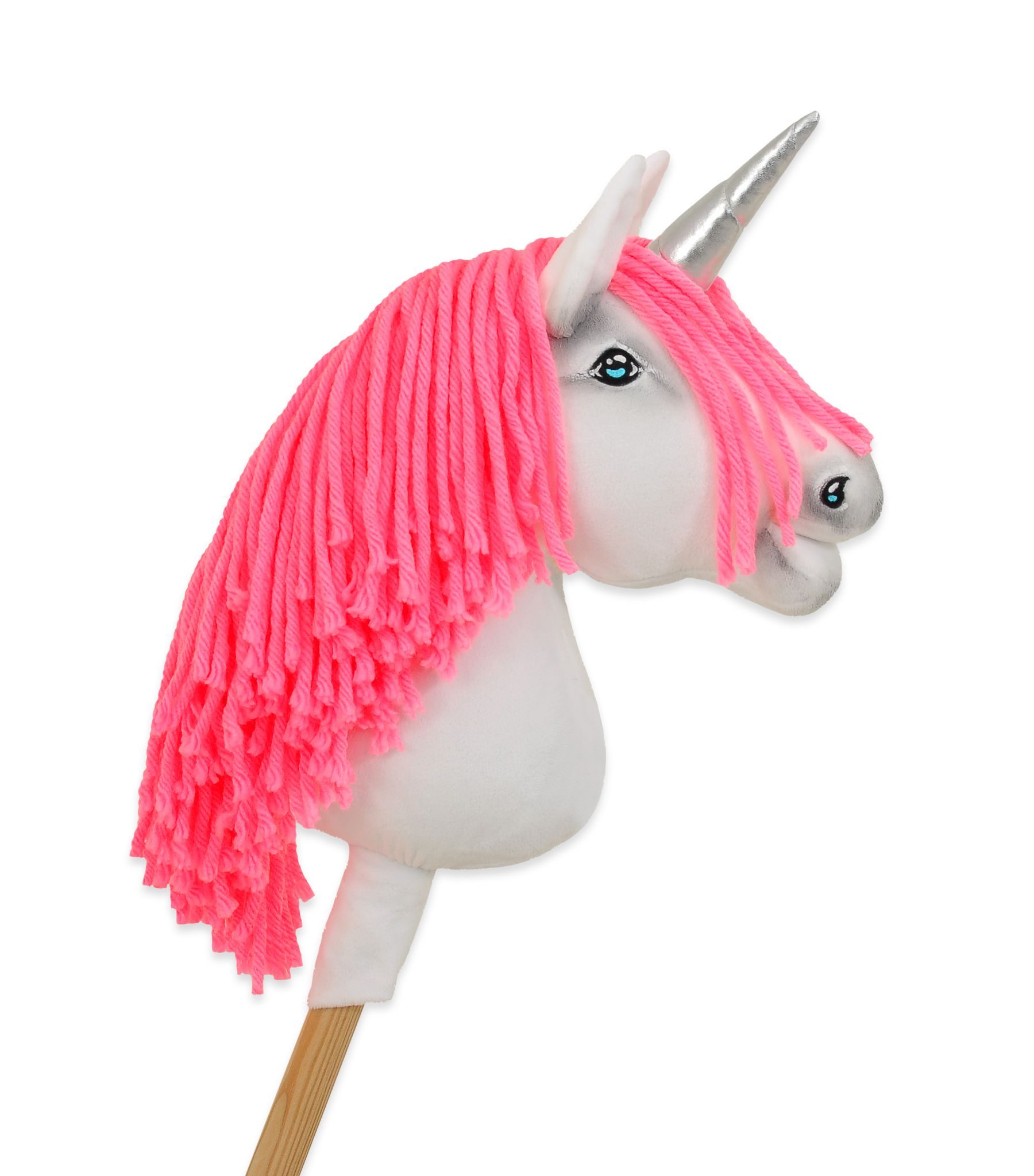Hobby Horse Jednorożec na kiju różowy z różową grzywą i złotym rogiem A4