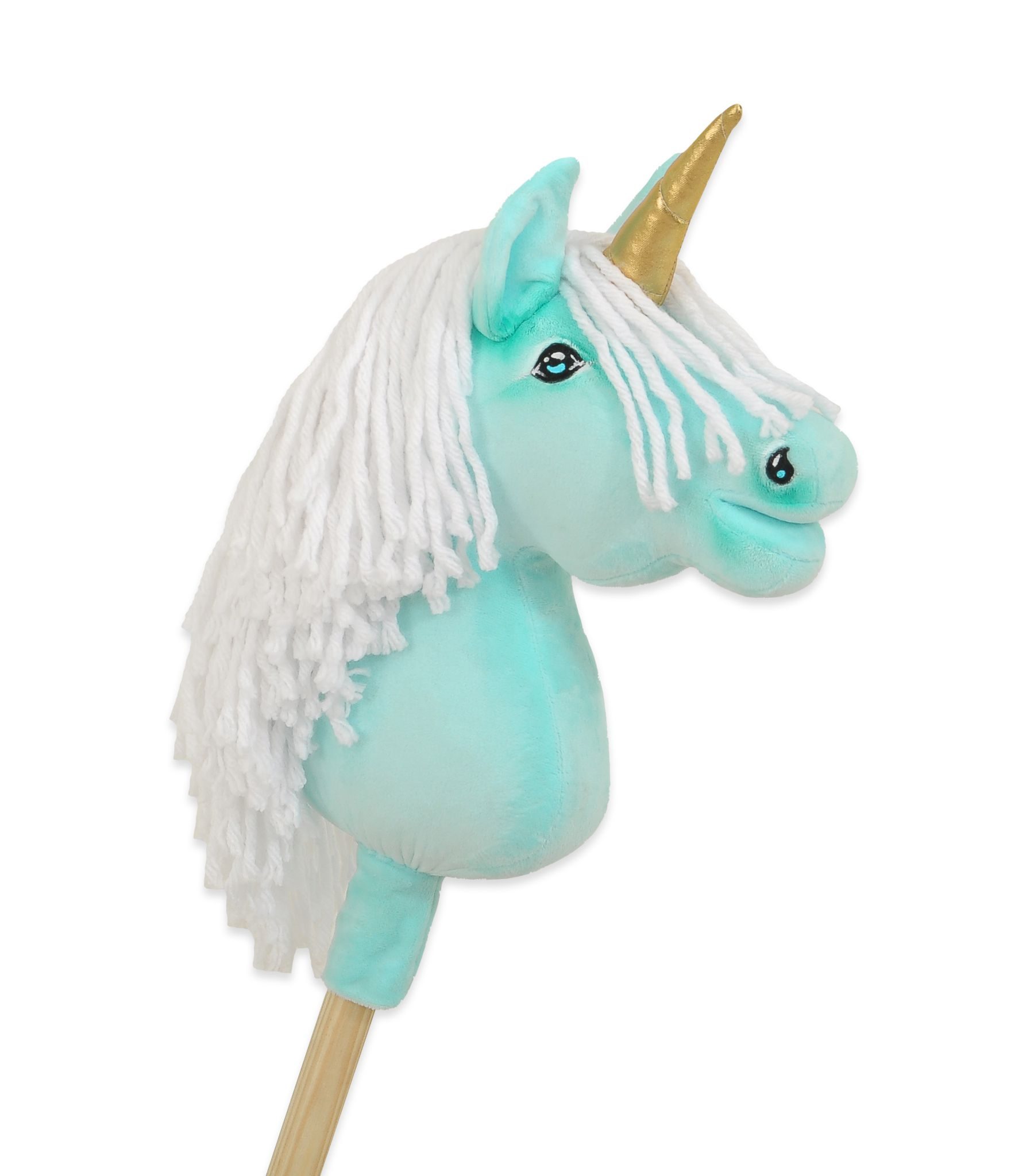 Hobby Horse Jednorożec na kiju różowy z różową grzywą i złotym rogiem A4