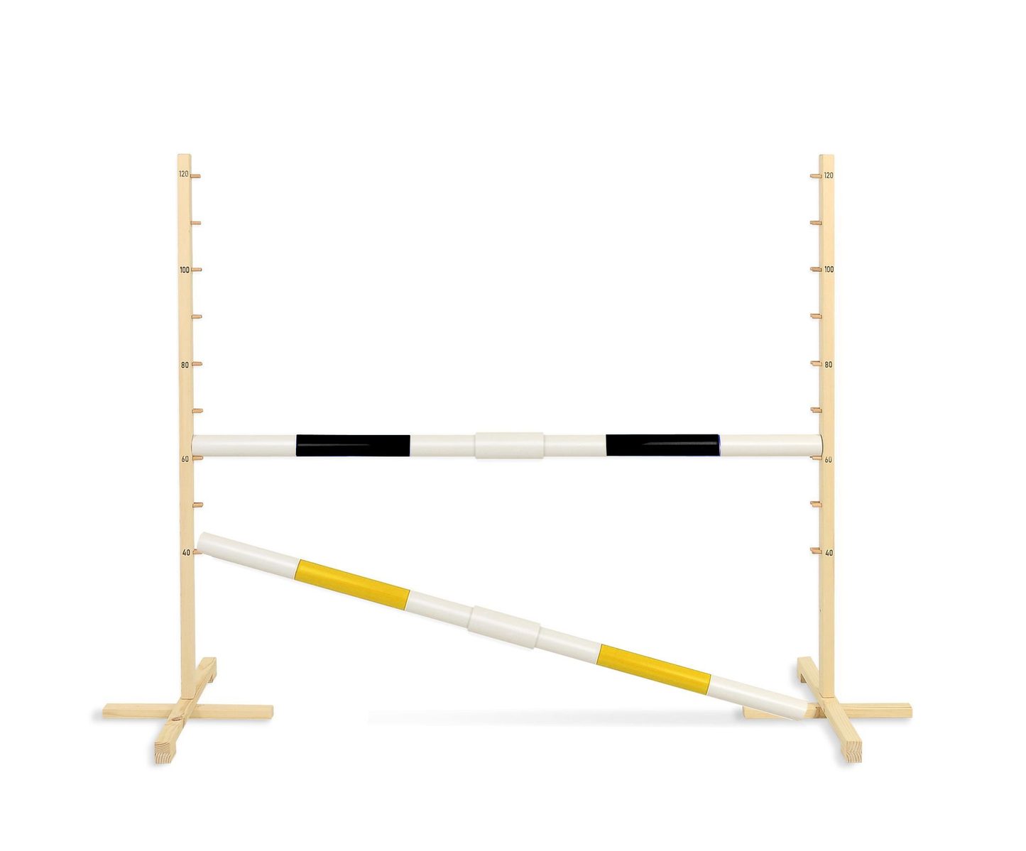 Przeszkoda skokowa do Hobby Horse 160cm, h-120 cm, dwie belki - niebieska i żółta