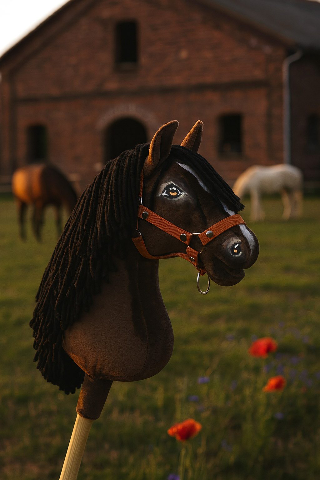 Hobby Horse Duży koń na kiju Premium - ciemnogniady A3