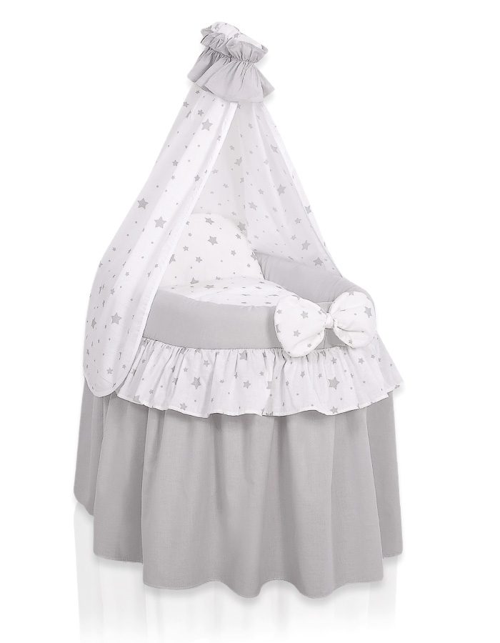Wózek dla lalek Kosz Mojżesza dla lalek z baldachimem LITTLE PRINCESS różowy