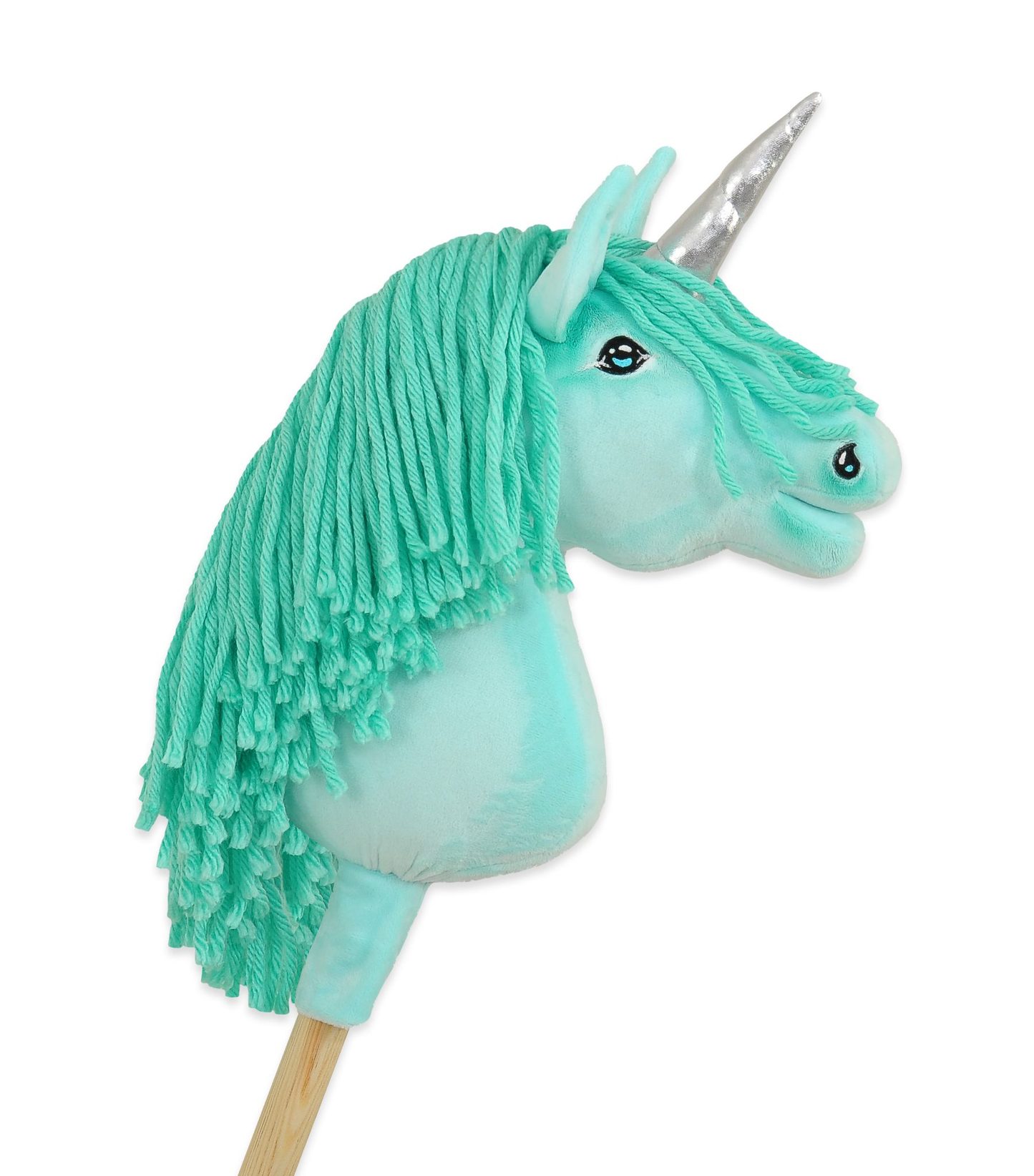 Hobby Horse Jednorożec na kiju różowy z różową grzywą i złotym rogiem A4