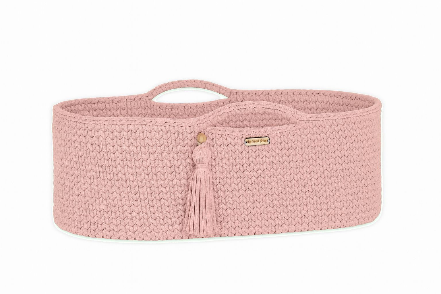 Kosz Mojżesza BOHO bawełniany Handmade z materacykiem - jasny beżowy