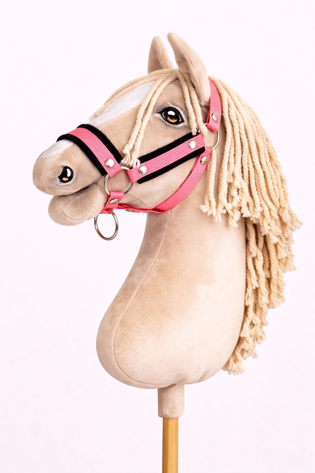 Kantar regulowany dla konia Hobby Horse A3 neon pink białym futerkiem